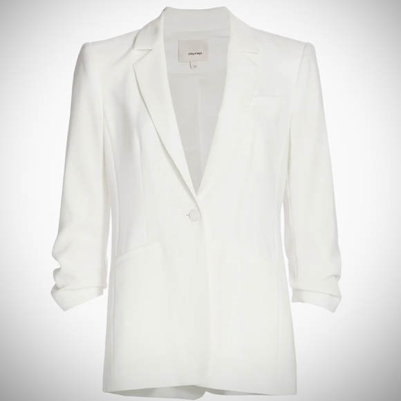 cinq a sept Jackets & Blazers - Khloe Ruched Sleeve Blazer Cinq à Sept - 10 - Ivory